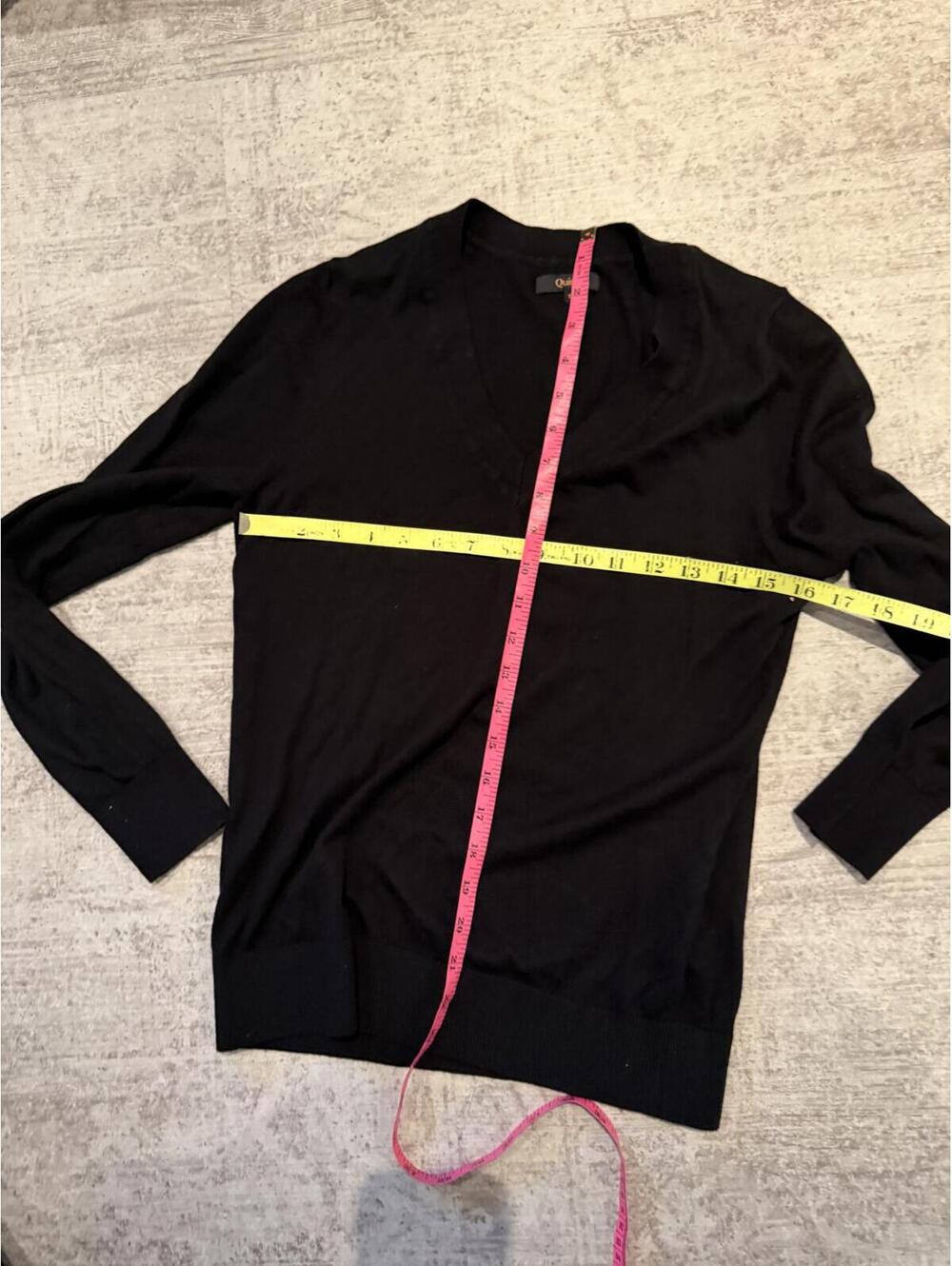 Quince Cotton Cashmere V Neck Black size small - Picture 5 of 7